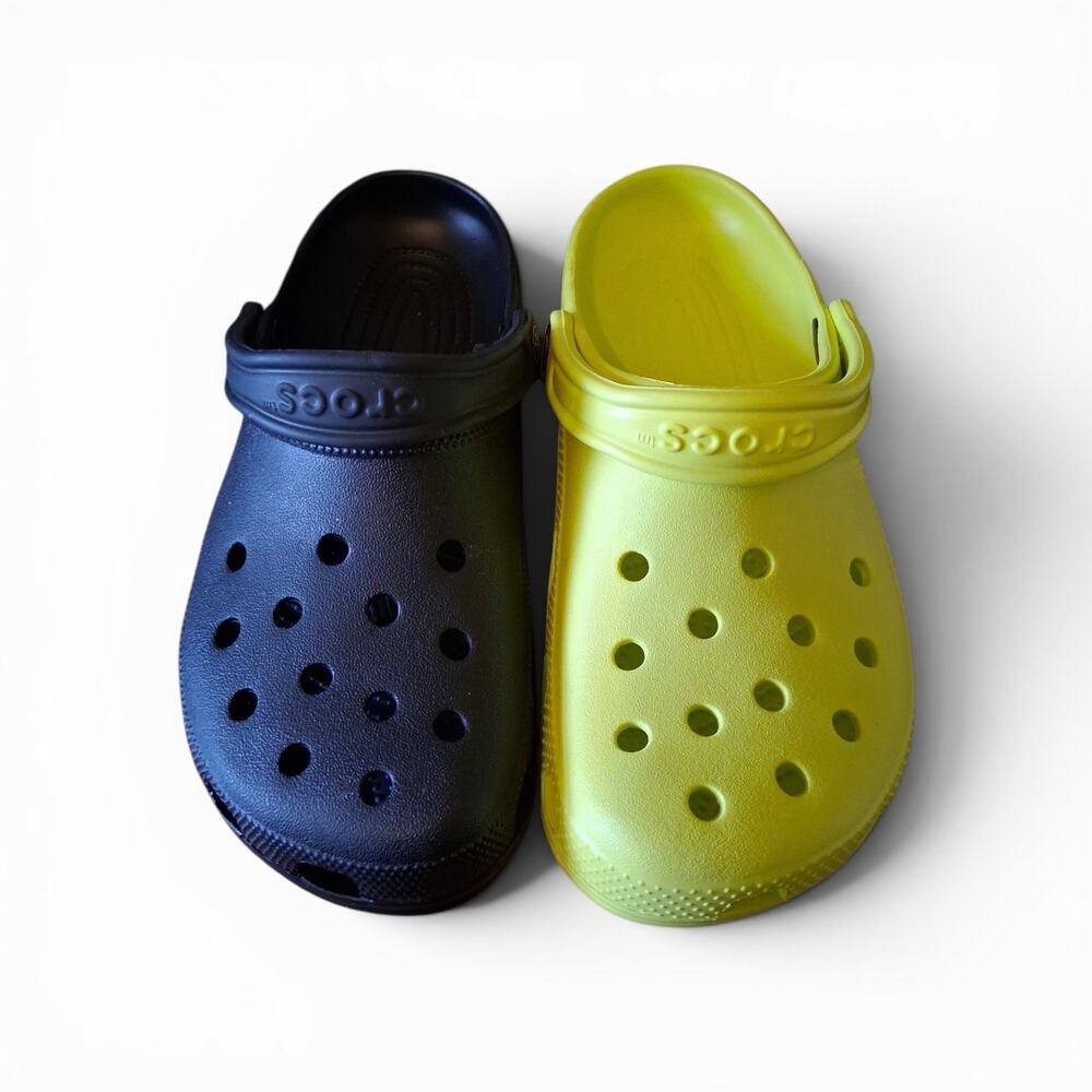 Crocs Classic Clog Unisex Slip On Shoe Light Black Yellow Men 7 Women 9 Sandals
